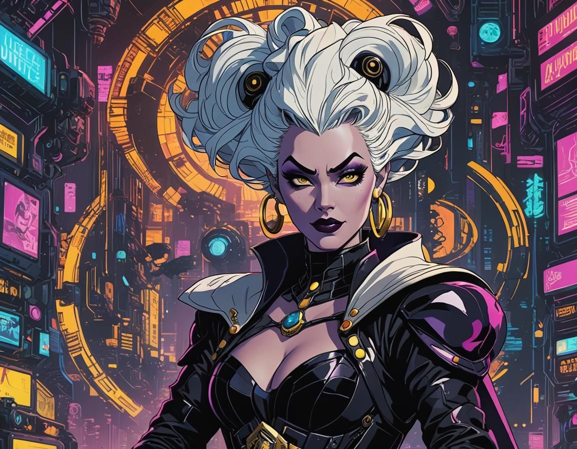 Disney villain Ursula in Cyber Punk