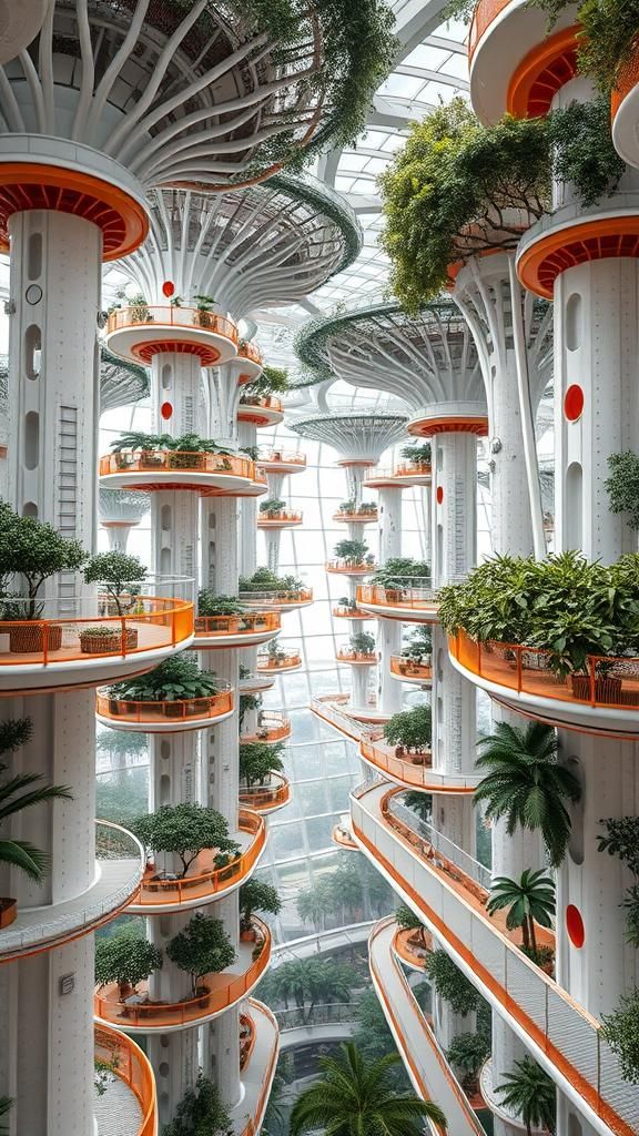 Futuristic Vertical City in Giant Tree Network