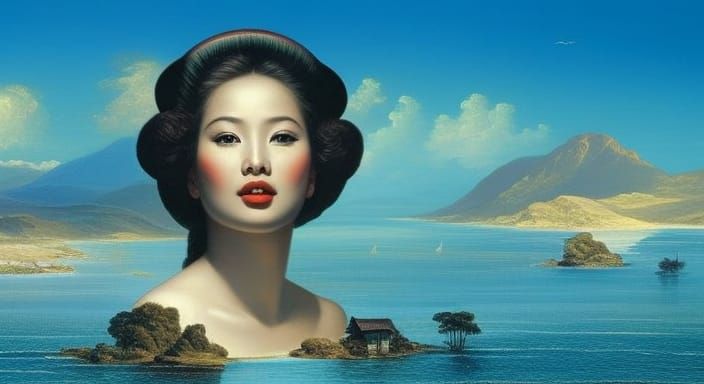 Bather Between The Islands - Wallpaper Size