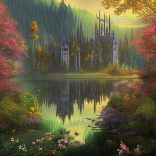 High Fantasy Elven City in Golden Sunlight