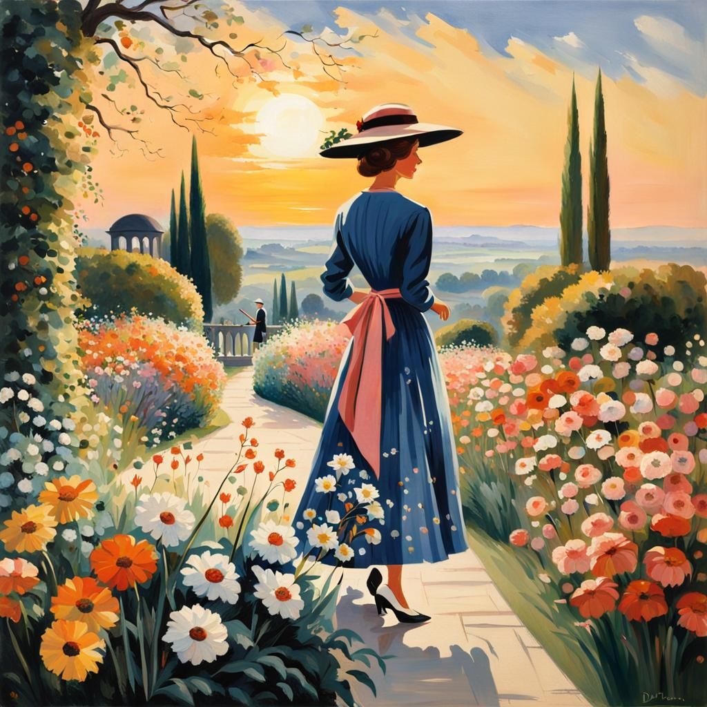 Woman in Garden at Sunrise, Character Design