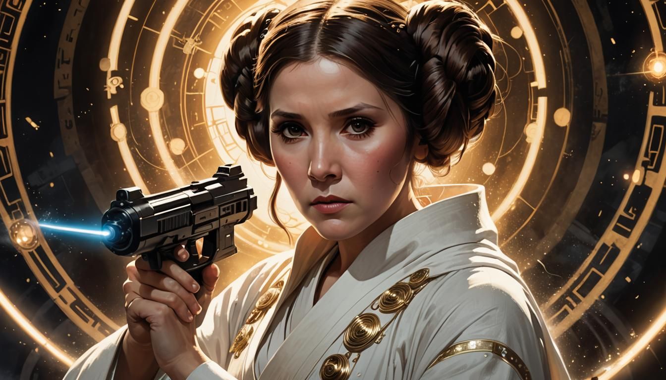 Princess Leia in Dark Fantasy Anime Style