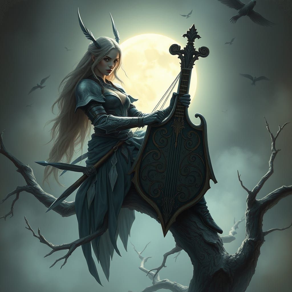 Mystical Strig Bard in Moonlit Whispers