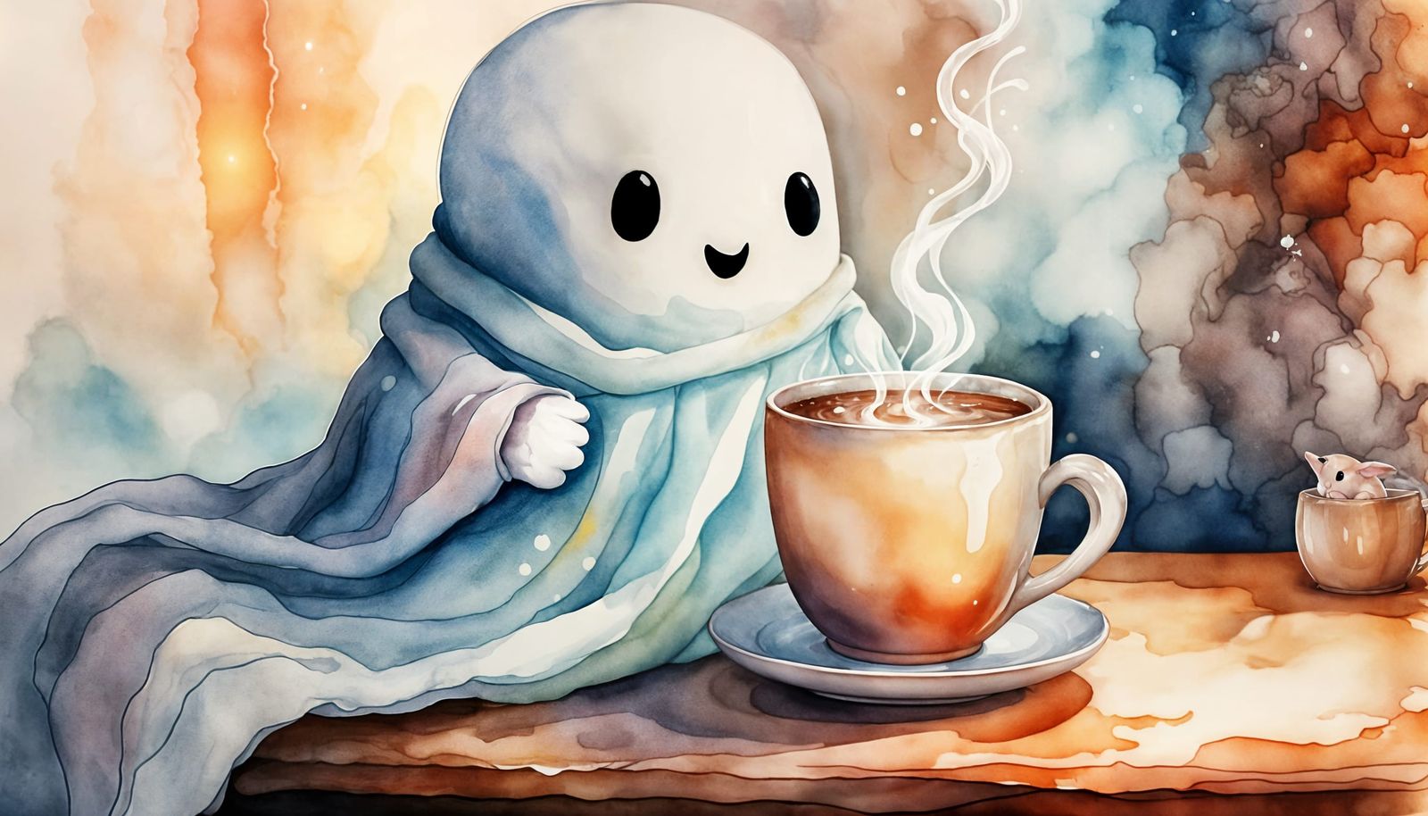 Cozy Ghost with Hot Cocoa