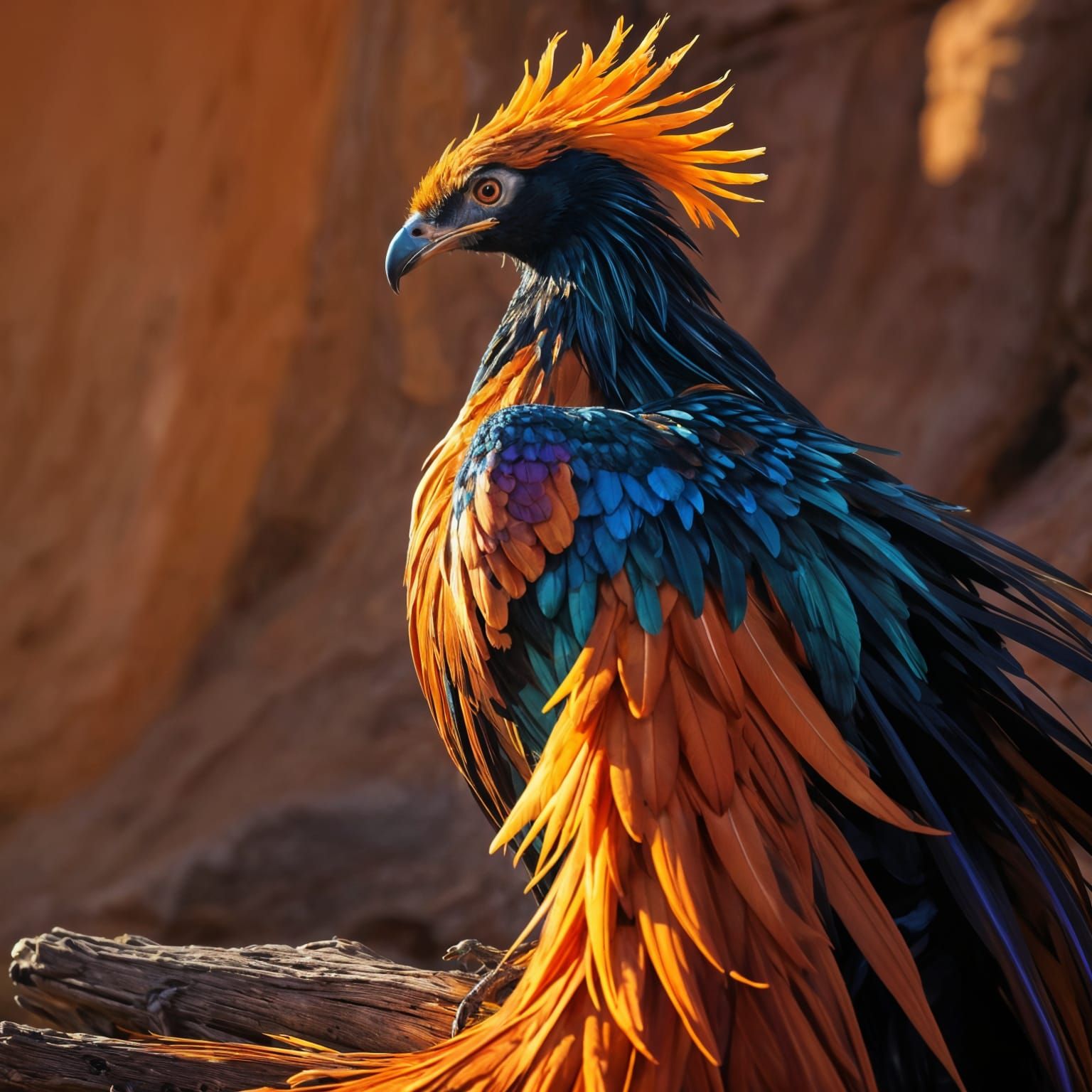 Resting Phoenix Portrait in Hyperdetailed Digital Art