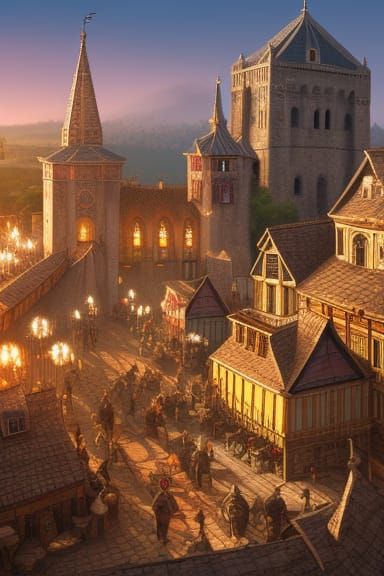 Epic Medieval City at Golden Hour