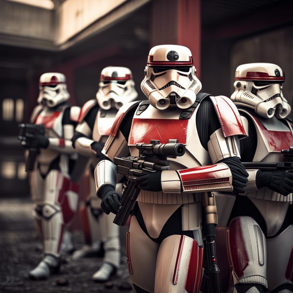 Imperial Shock Troopers Patrolling Cantina in Hyperrealistic...