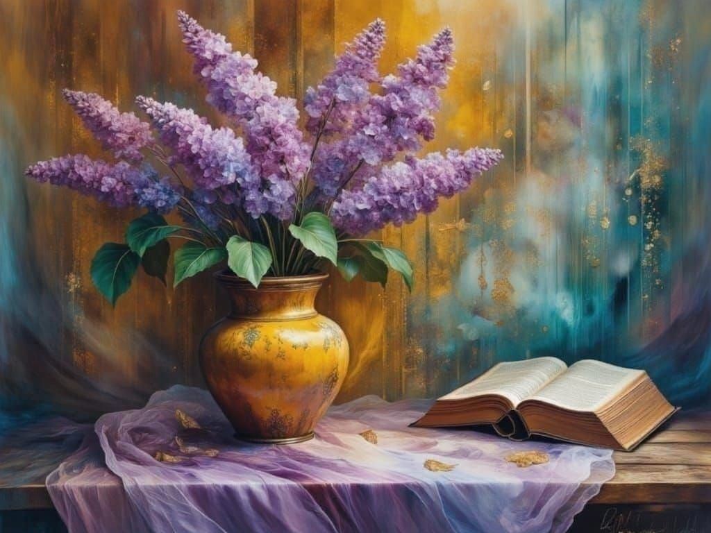 Rustic Lilac Bloom in Yellow Decor