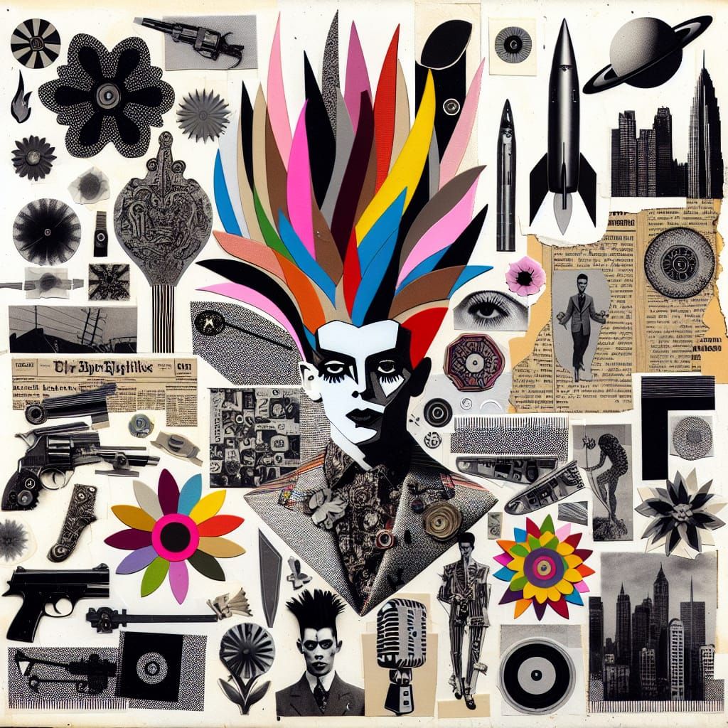 Dada-Inspired Photogram Collage of Extravagant Character