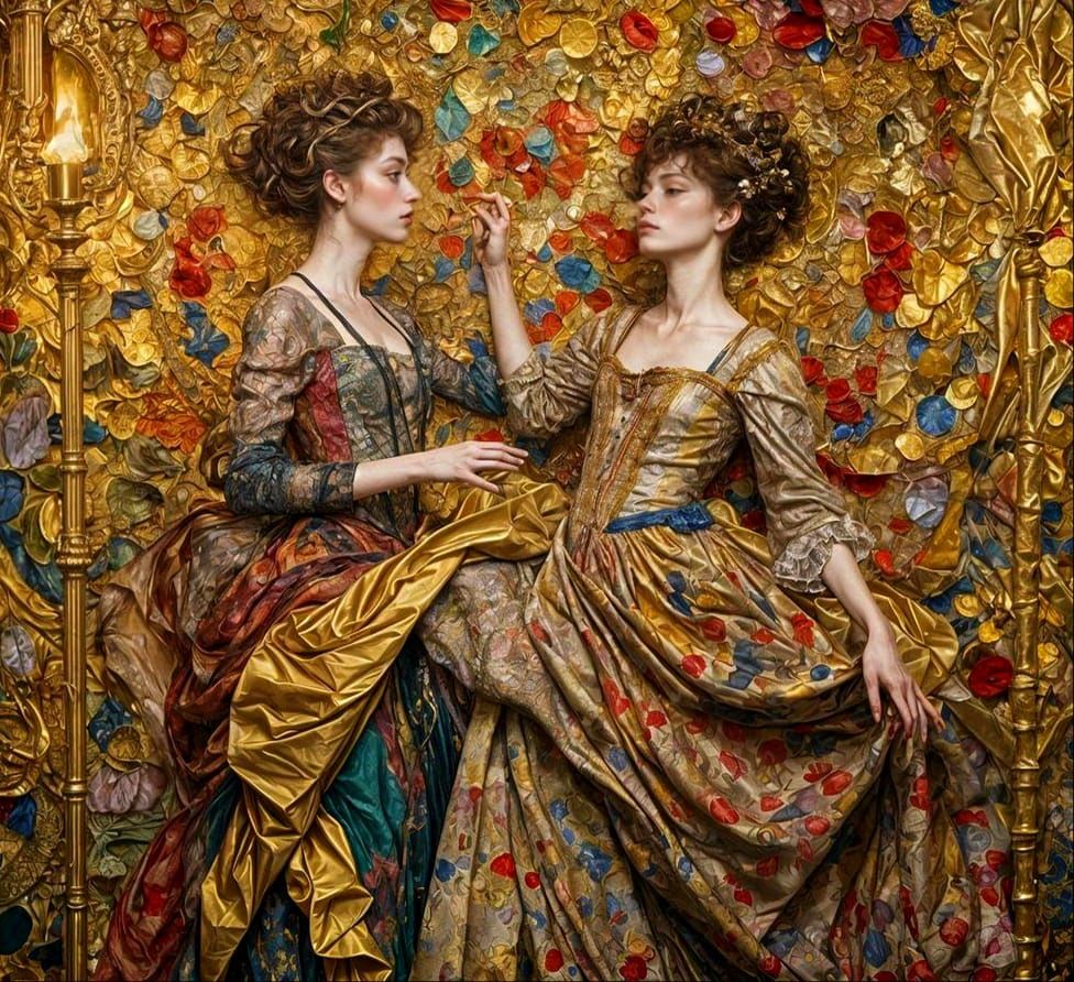 Dynamic Rococo Dance in Fantasy Art Style