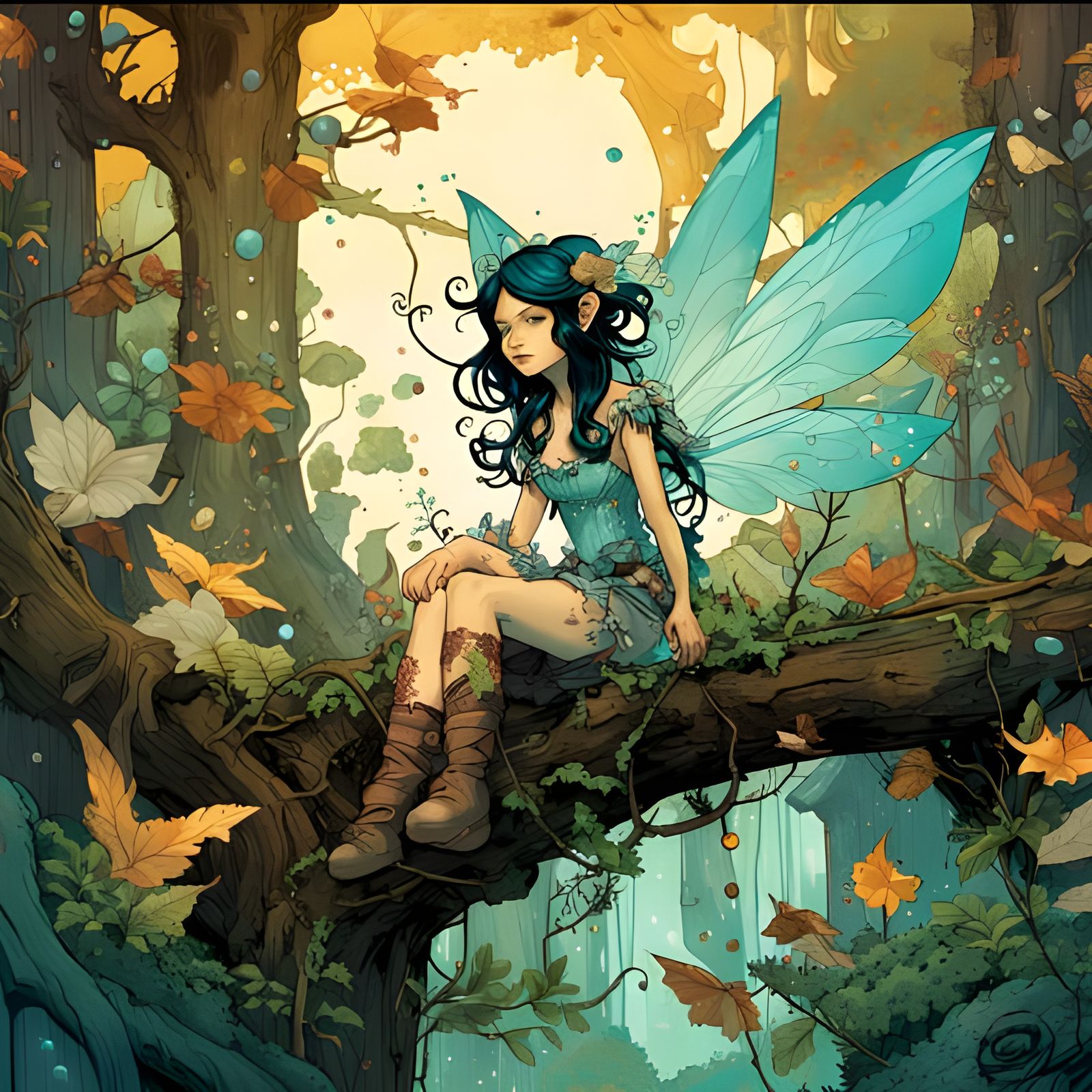 Enchanting Forest Fairy in Woodland Scene