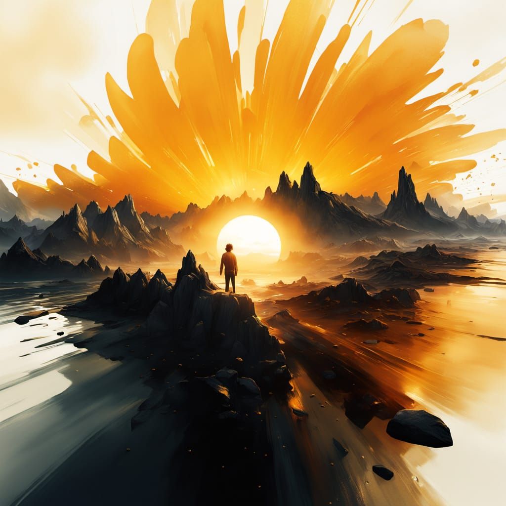 Surreal Yin Yang Sun Moon Maze Landscape