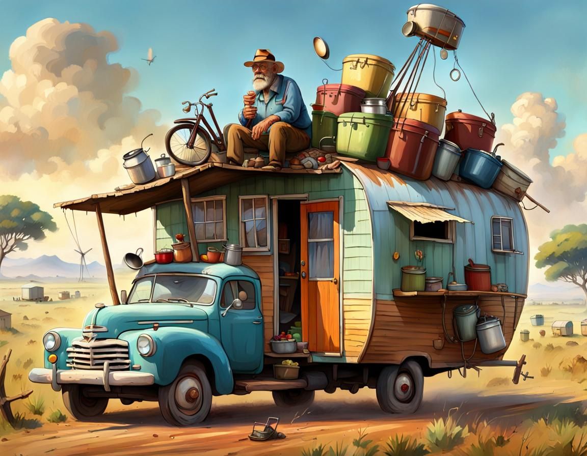 Funny Hillbilly Safari Adventure in Digital Art