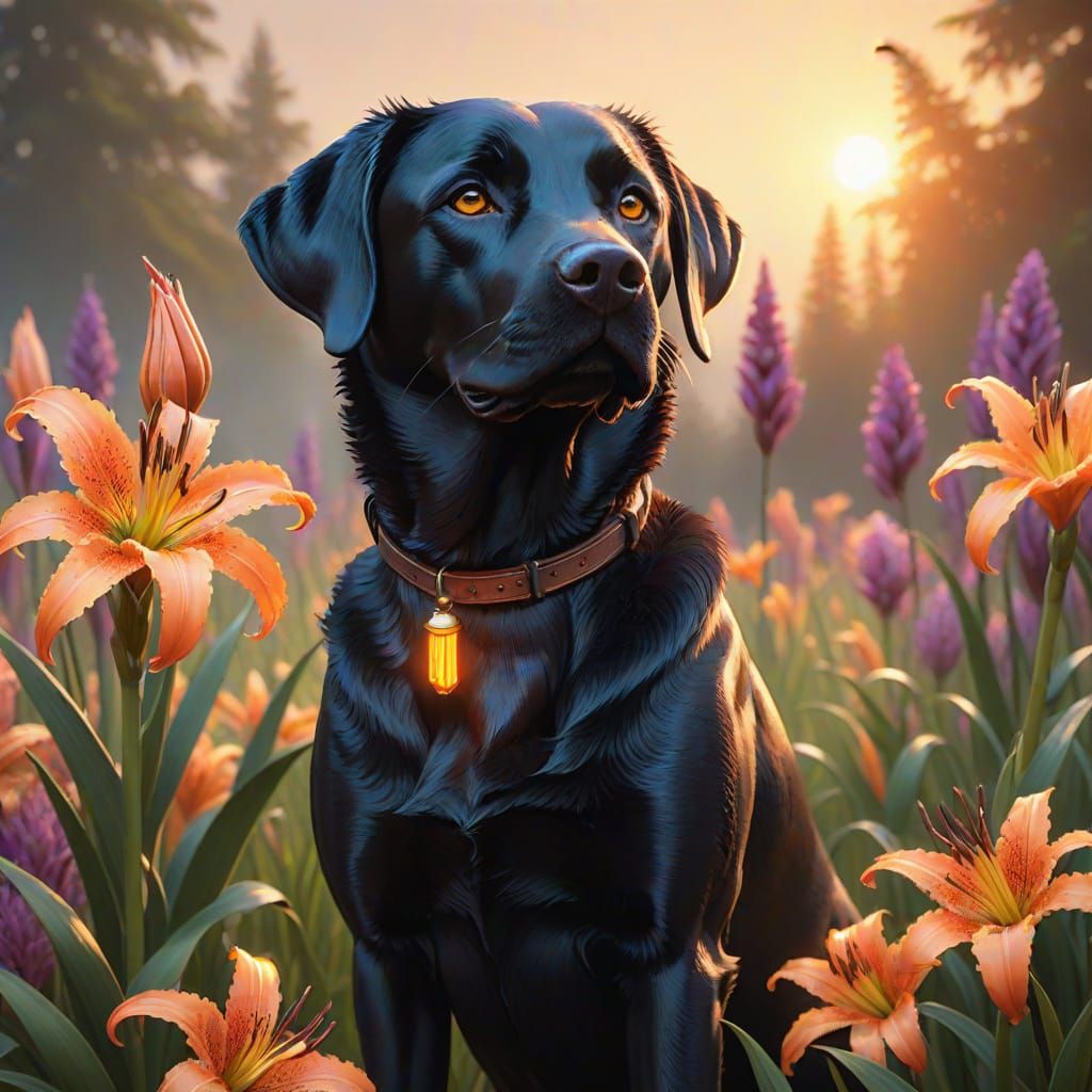 Torch Lily Labrador Retriever Hybrid: Fantasy Art