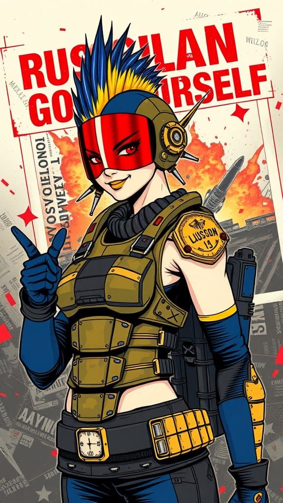 Dystopian Female Warrior in Industrial Armor