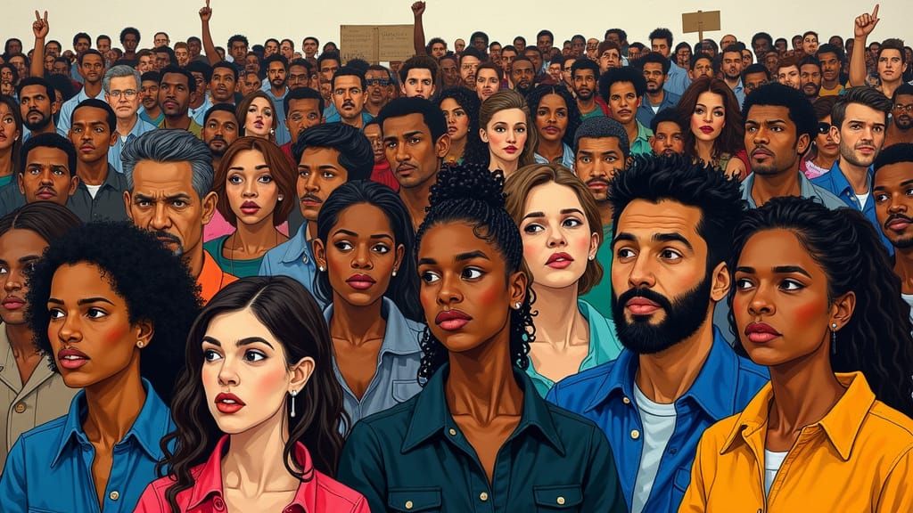 Crowd of Concerned Citizens at a Politcal Event in Harmoniou...