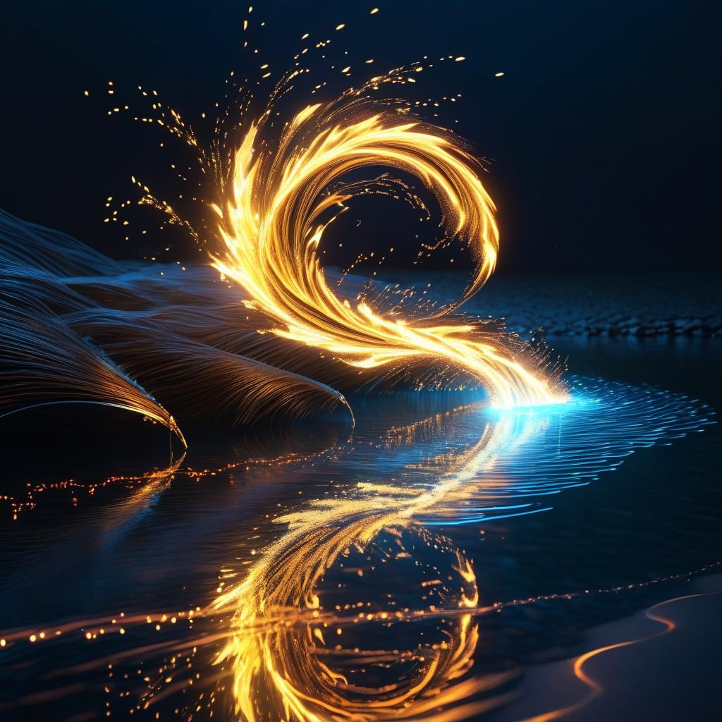 Fiery Footsteps Leading to Water in String Art