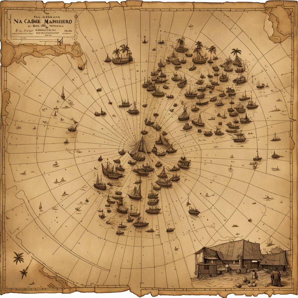 Antique Treasure Map in Ship Cabin