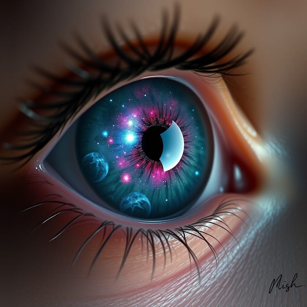 Galaxy Eye: Hyperrealistic Iris with Stars and Nebulae