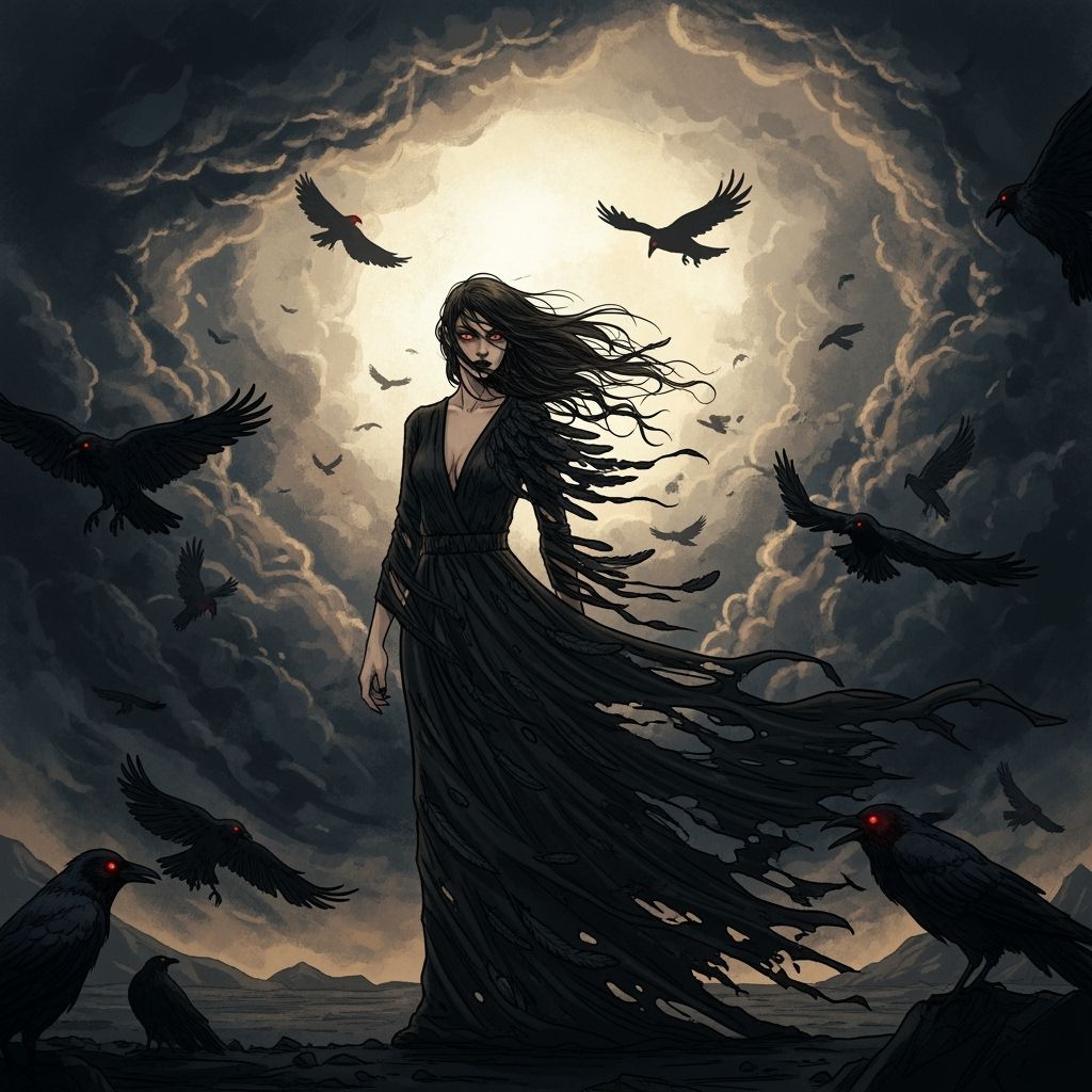 Storm Crow Maiden in Moonlight Maelstrom