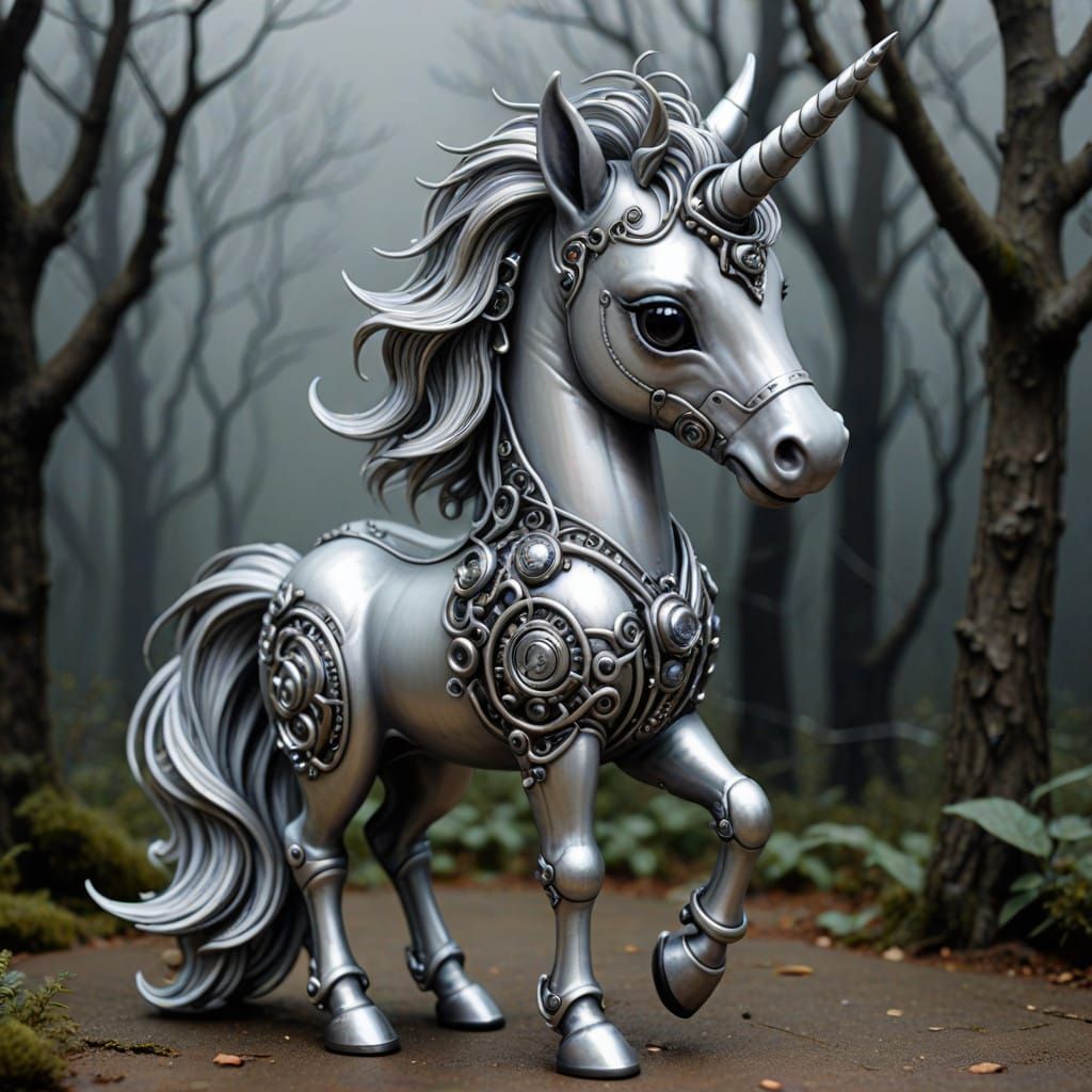 Mythical, creepy or spooky silver grey little whimsical unic...