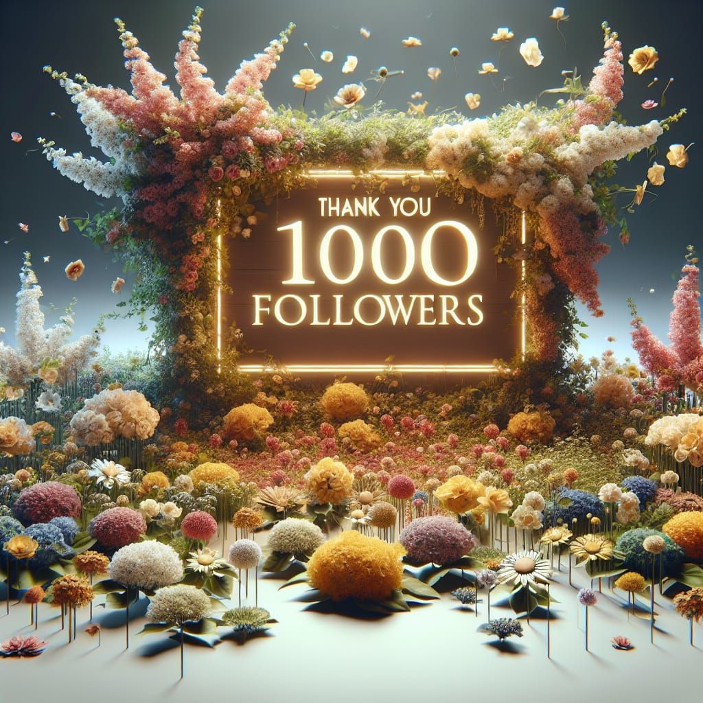 Thank You 1000 Followers in Spring Flowers