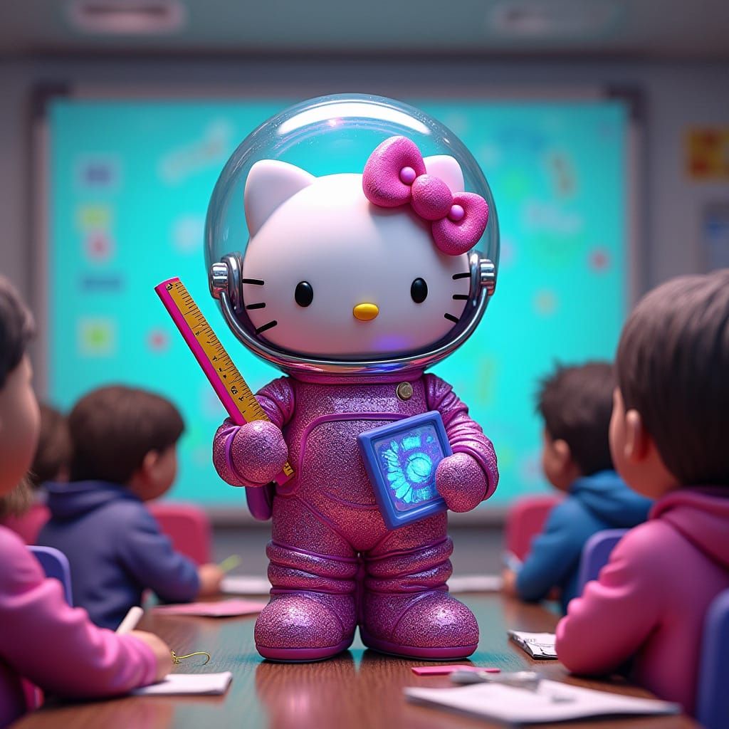 Astronaut Hello Kitty in Graffiti Street Art Style