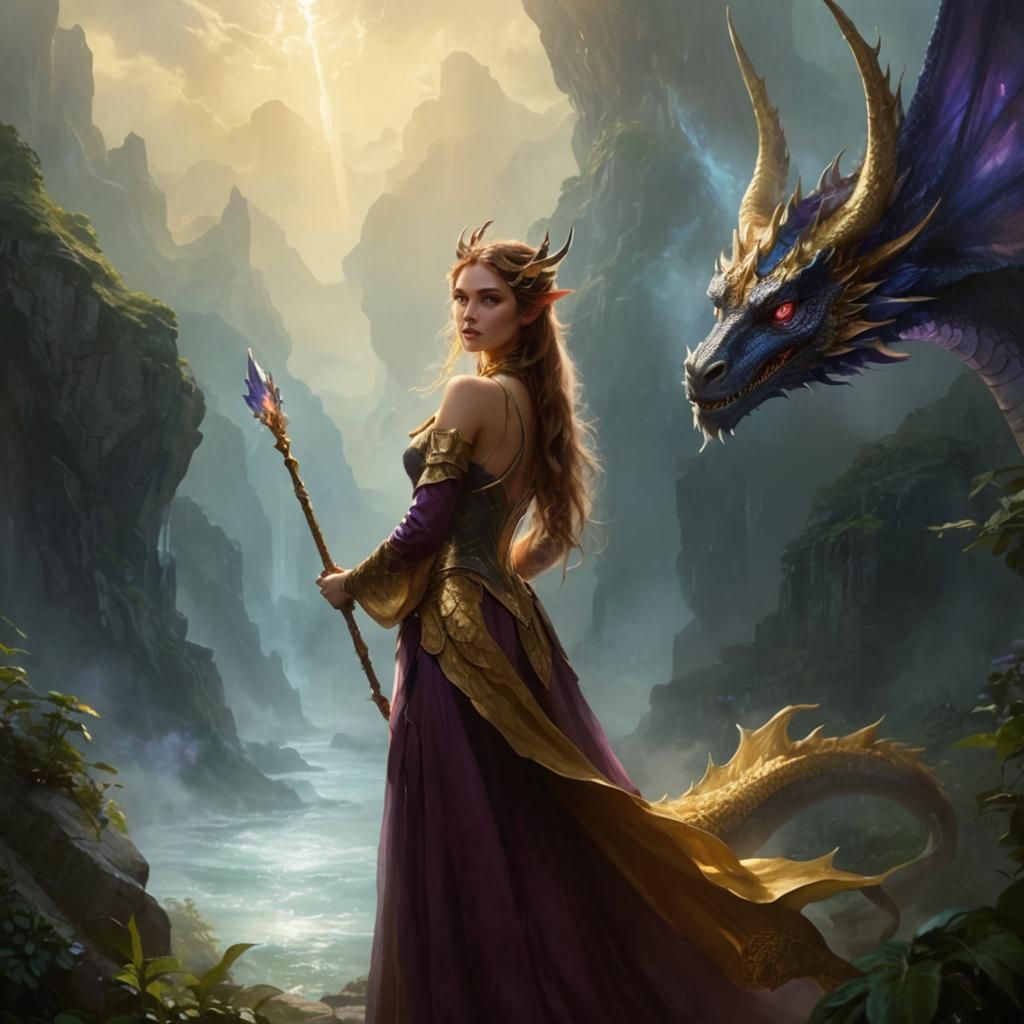 Mystical Dragon Girl Portrait in Fantasy Style