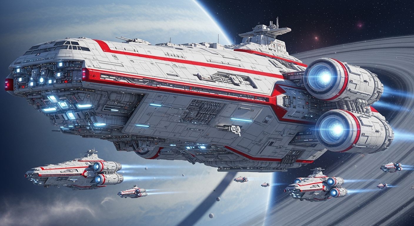 Colossal Spaceship in Futuristic Sci-Fi Style