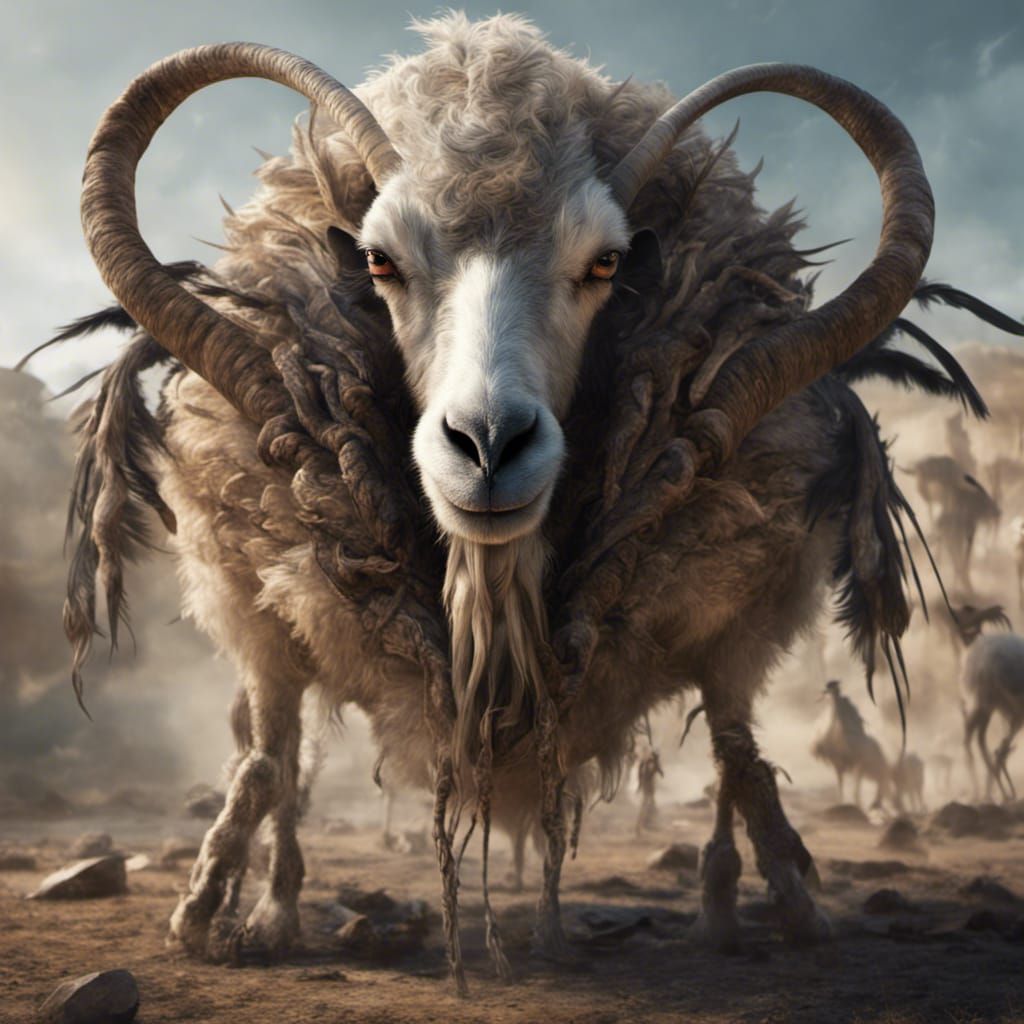 Goat-Ostrich Hybrid in Detailed Matte Painting
