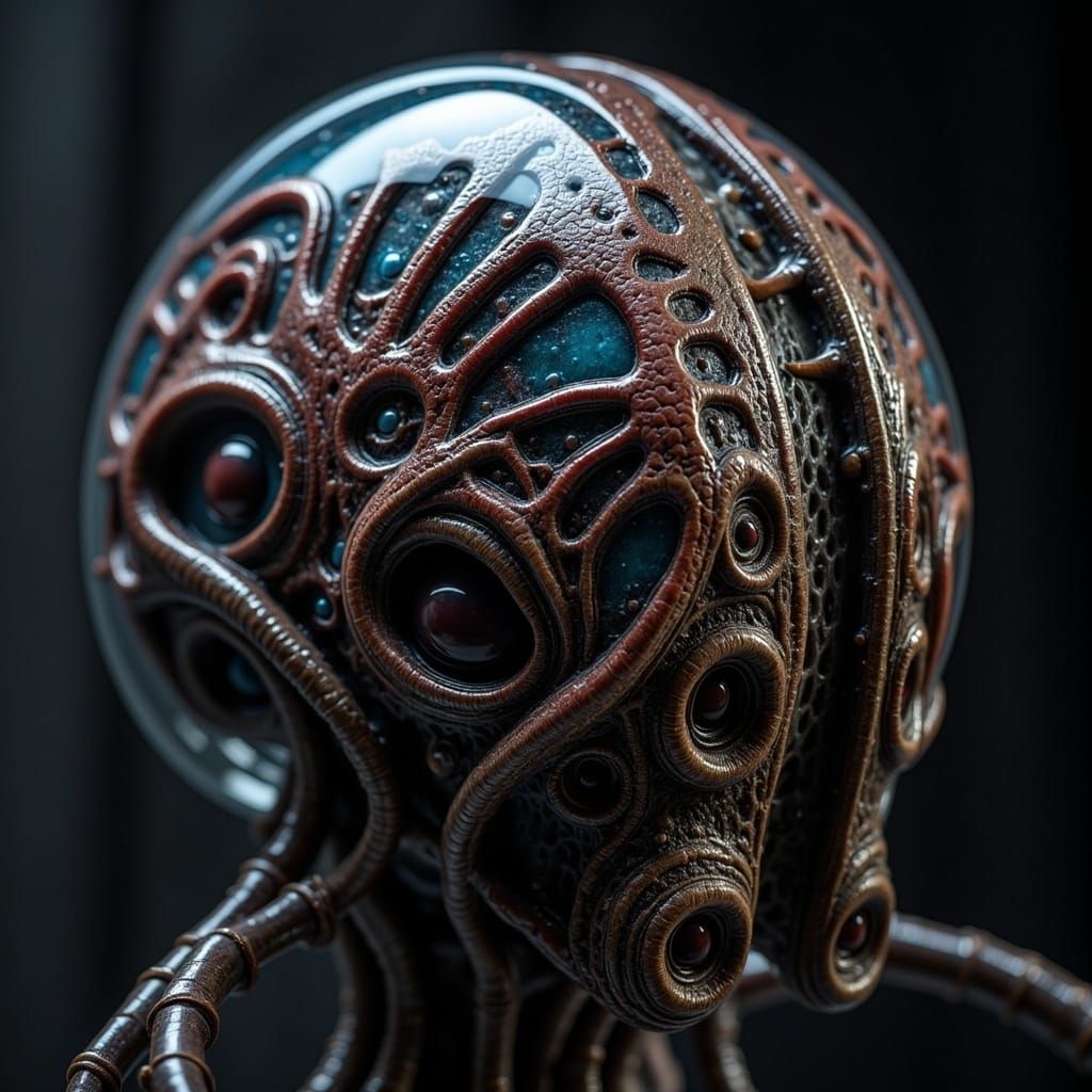 Ancient Alien Mask with Shifting Symbols