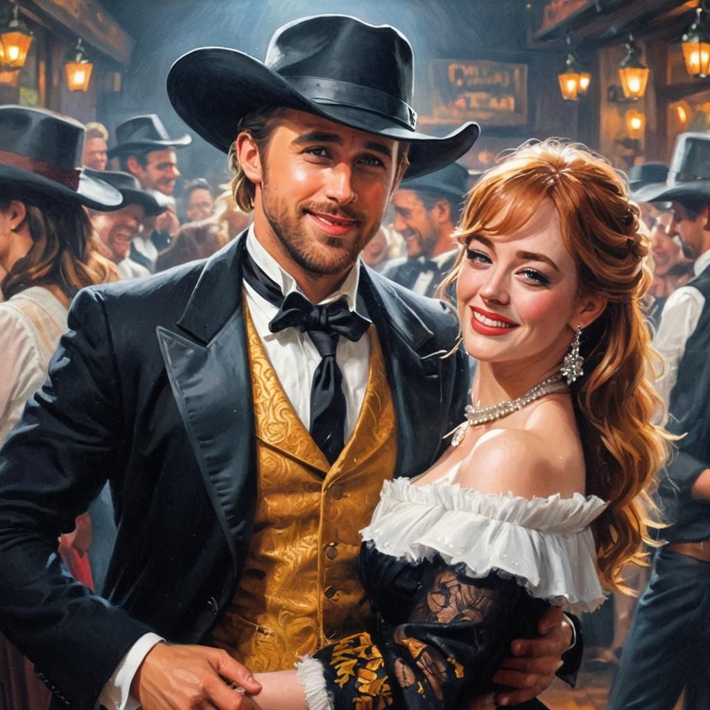 Tavern Dance: Oil Painting of a Cinematic Scene
