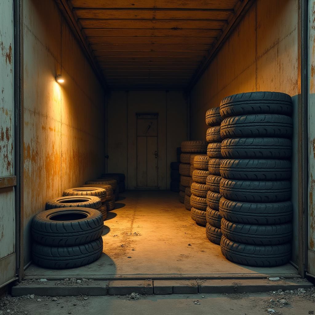 Semi-Truck Tires in Atmospheric Digital Art Style