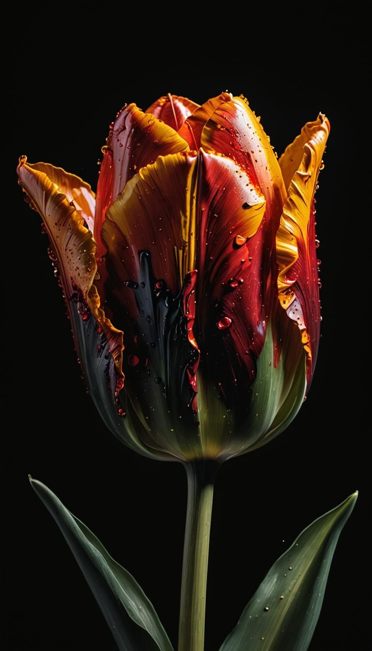 Giant Wooden Tulip: Hyperrealistic Splash Art