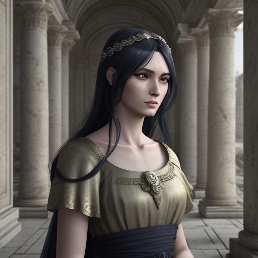 Anime Style Roman Woman in Ancient City