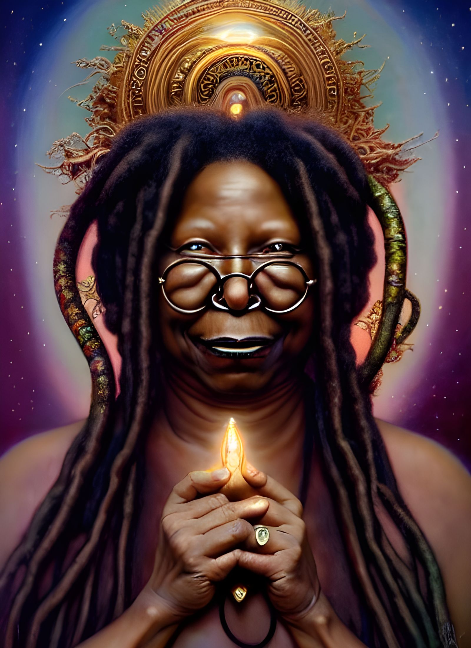 Light Goddess Whoopi Goldberg: Hyperdetailed and Regal