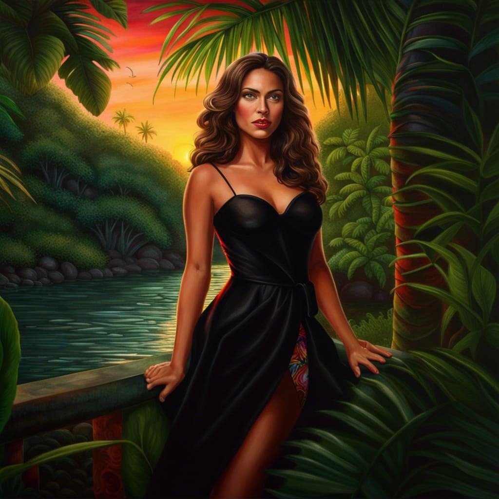 Latina in Jungle: Photorealistic Hyperdetailed Art