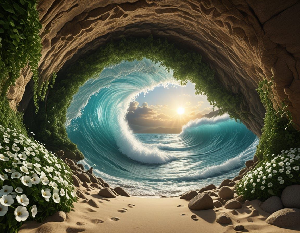 Surreal Mountain Oasis Descends into Heavenly Beach