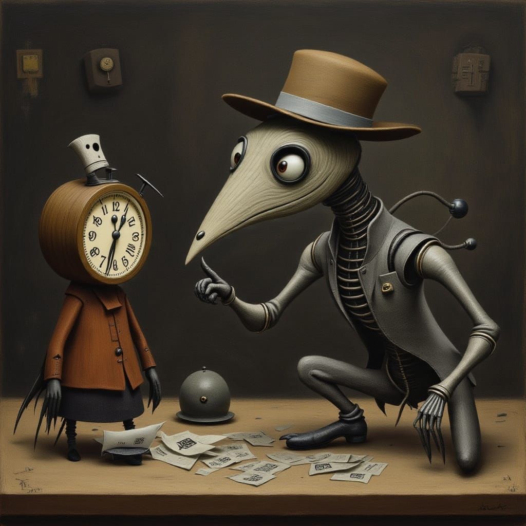 Medieval Creature Stealing Clock from Factory