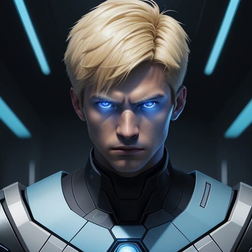 Sci-Fi Concept Art: Man with Glowing Blue Eyes