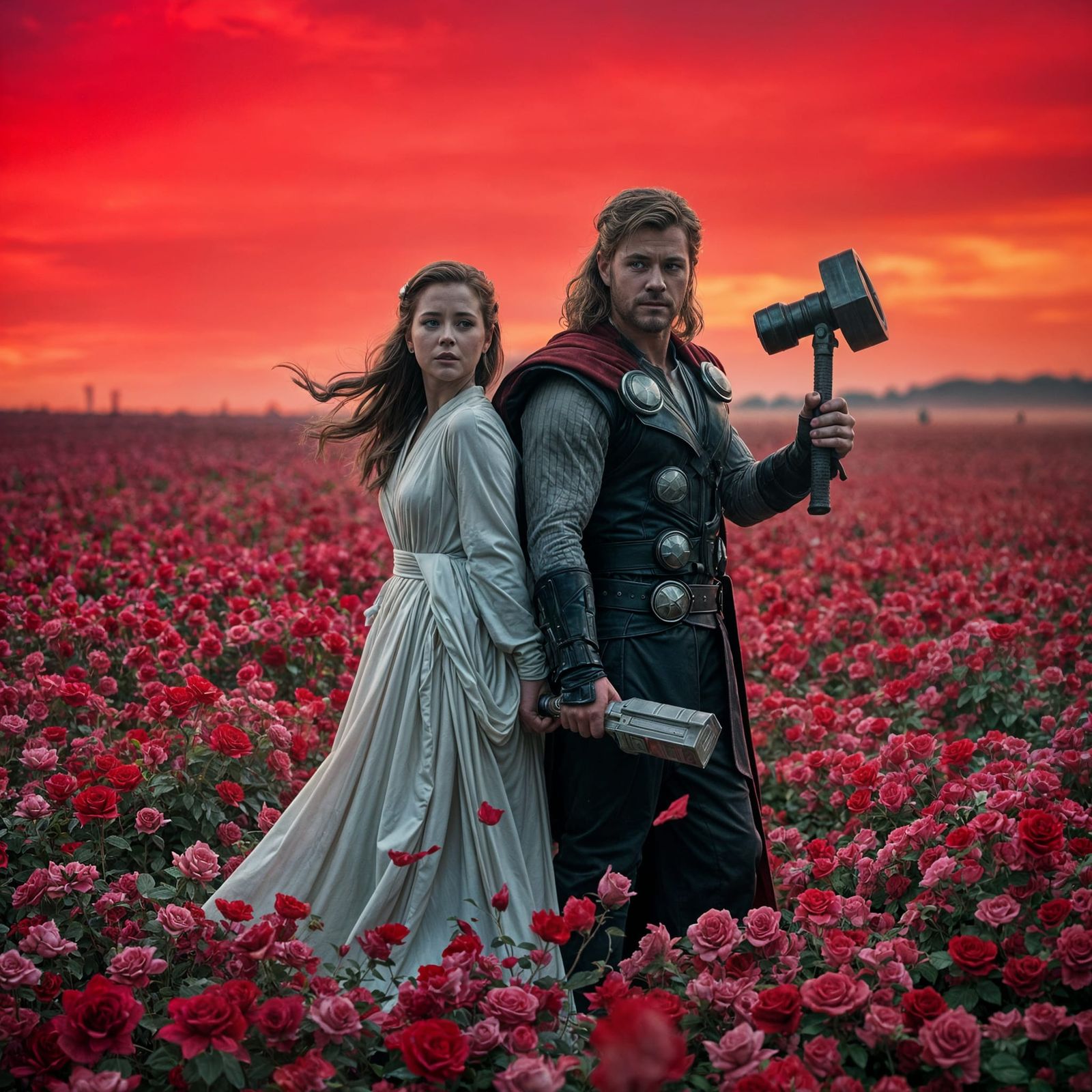 Celebrities in a Rose Petal Field with a Dramatic Blood Red ...