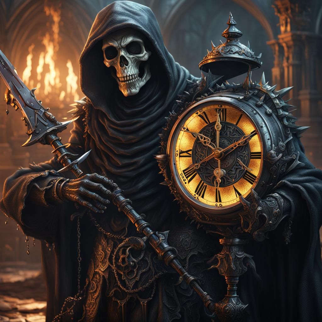 Armored Grim Reaper with Melting Clock