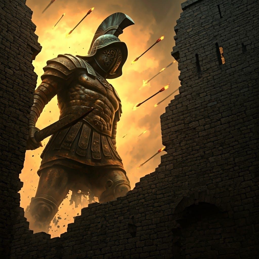 Gladiator Smashes Through Castle Walls in Fiery Apocalypse