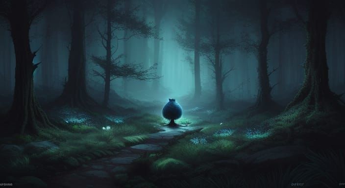 Mysterious Glowing Hedgehog in Enchanted Forest