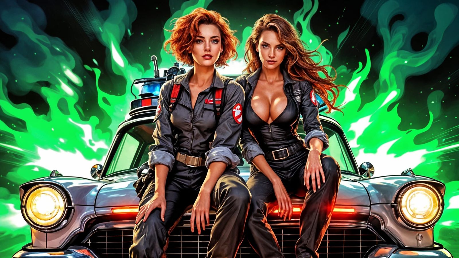 Ghostbusters' Janine and Dana in Comic Book Style