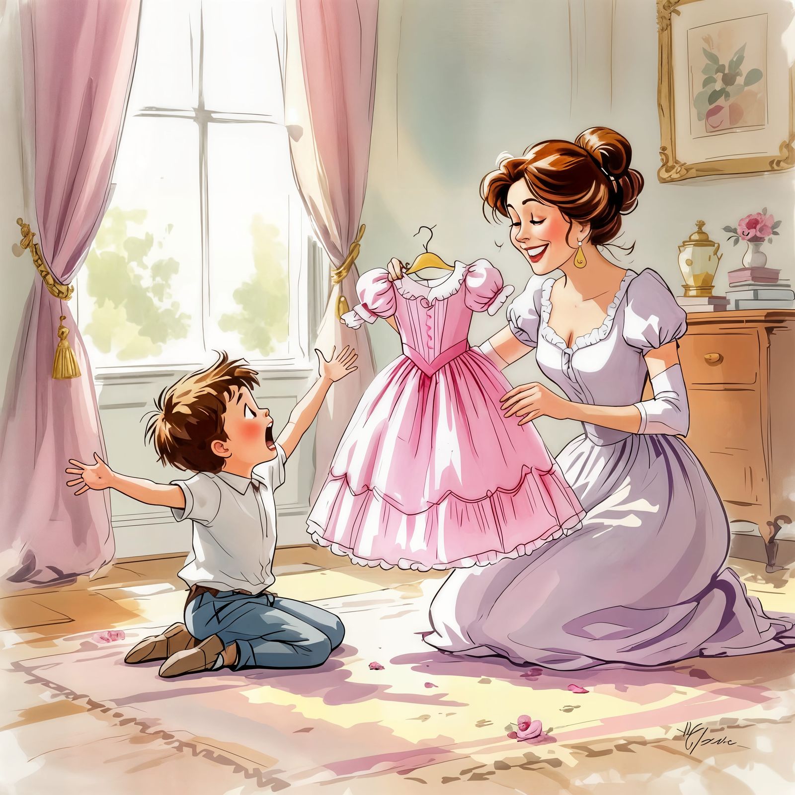 Edwardian Dress Tantrum: Boy Unhappy with Fashion Choice