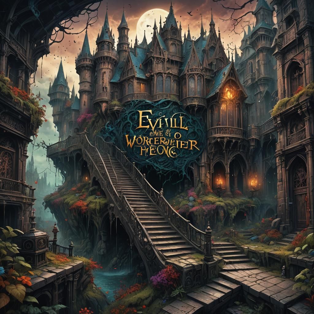 Gothic Grunge Illustration of Evil Following