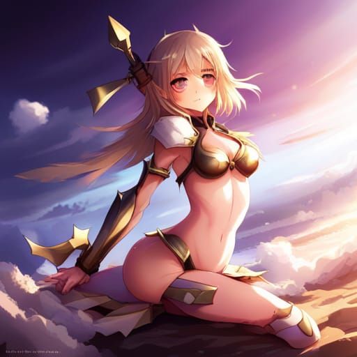 Anime Girl Warrior with Bow in Bikini Armor