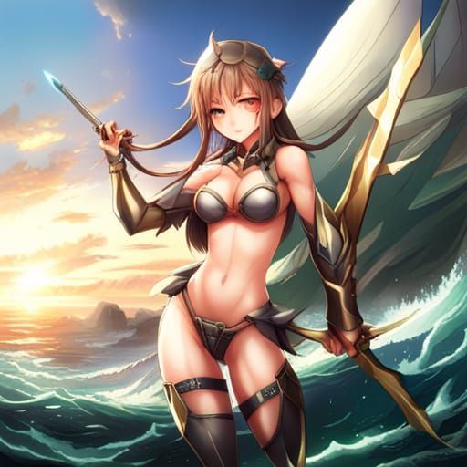 Anime Girl in Bikini Armor with Bow