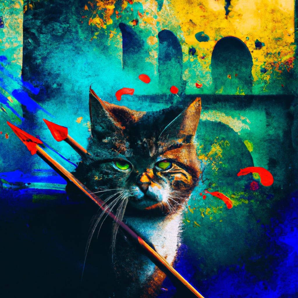 Medieval Cat Archer Defends Castle Walls